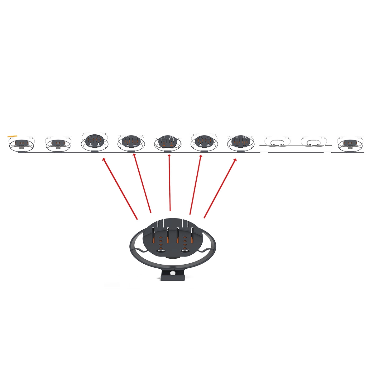 Lattoflex 300 Elemente KAS Koerper-Anpassungs-System Verteilung im Lattoflex Rahmen.