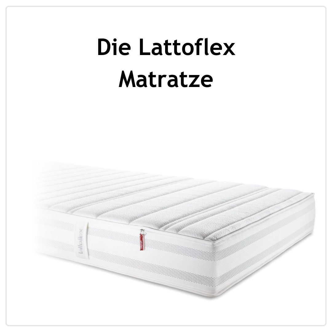 Ein Bild von der Lattoflex-Matratze Ein Bild von der Lattoflex-Matratze mit dem Text: Die Lattoflex Matratze.
